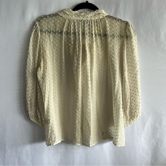 Women's Annie Griffin Cream Swiss Dot Tie Front Blouse - Picture 6 of 7